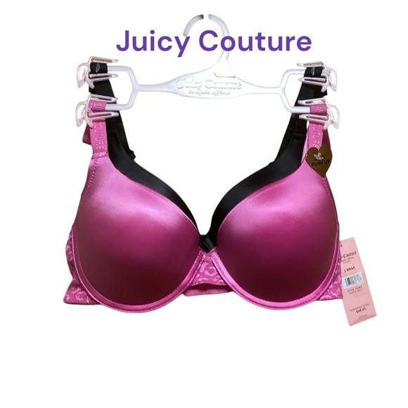 NWT JUICY COUTURE 34C BRAS 2 PACK BLACK AND PINK GREAT GIFT - Picture 1 of 4